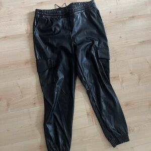 Black Leather Jogger Pants Forever 21